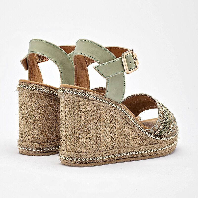 Mutante sandalia cu&ntilde;a para mujer verde beige co... image number null