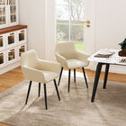 Set De 2 Sillas De Comedor Con Brazos, Tela Pana Beige Y Patas Negras