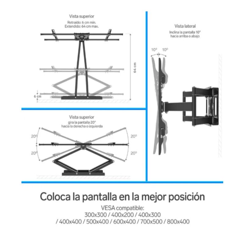 Soporte para pantallas de 37" a 90", con brazo ... image number null