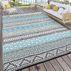 Alfombra Exterior Glowsol 244 cm x 152 cm Impermeable Azul/gris