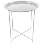 Mesa Lateral con Bandeja Redonda - Color Blanco