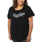 Camiseta De Talla Grande Word Art Para Mujer - Barrios de Brooklyn- Negro