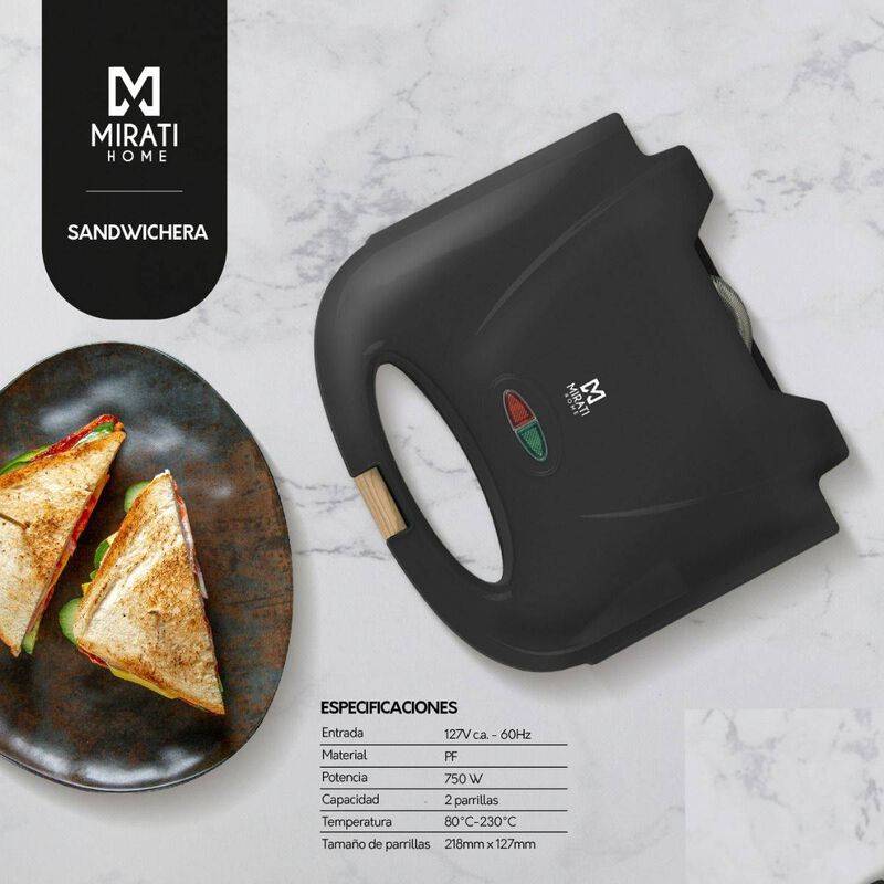 Sandwichera Mirati de 750W con Doble Parrilla y... image number null