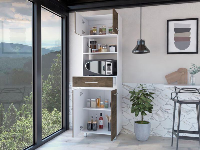 M&oacute;dulo Microondas Prada Nogal Y Blanco Virtual ... image number null