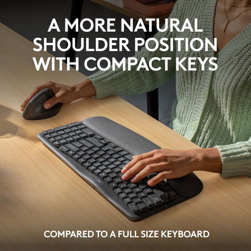 Teclado Ergon&oacute;mico Inal&aacute;mbrico Logitech Wave Ke... image number null