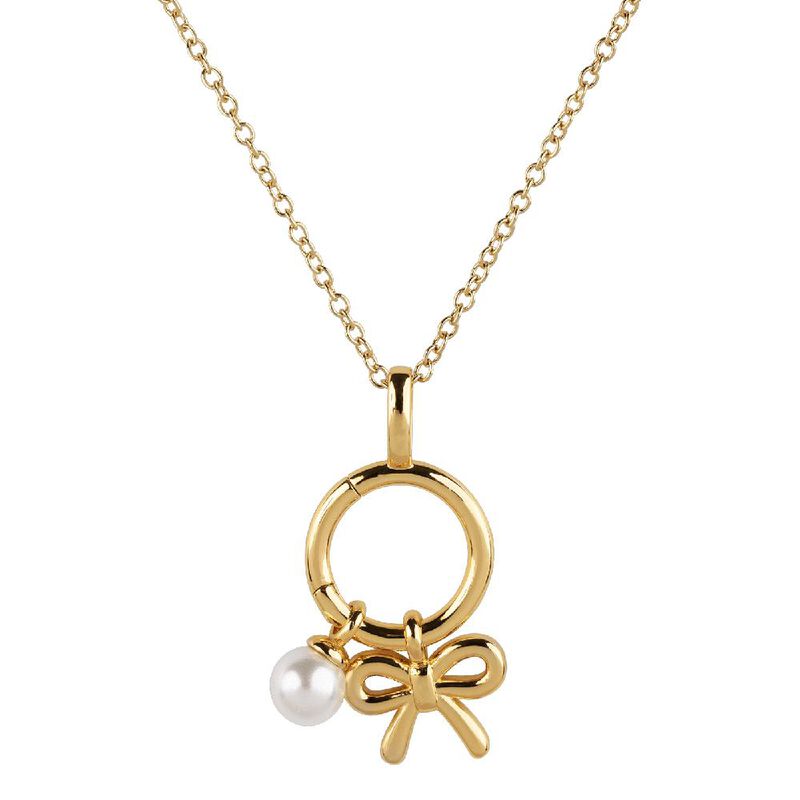 Set Collar Luckyly Alea Ba&ntilde;o De Oro 14k Perla Y... image number null