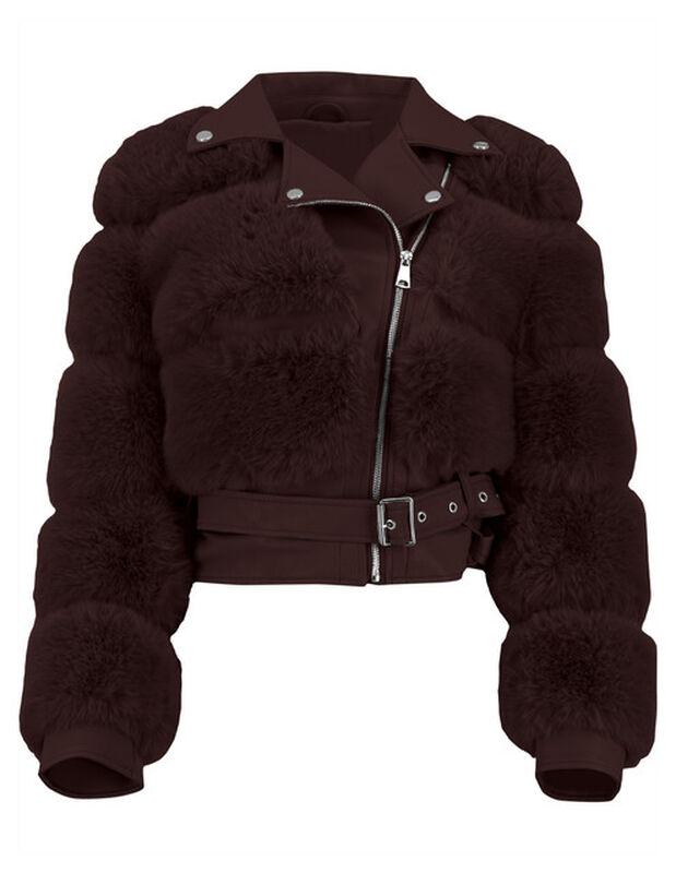 Chamarra Vinipiel Peluche Mujer Premium Caf&eacute; Ro... image number null