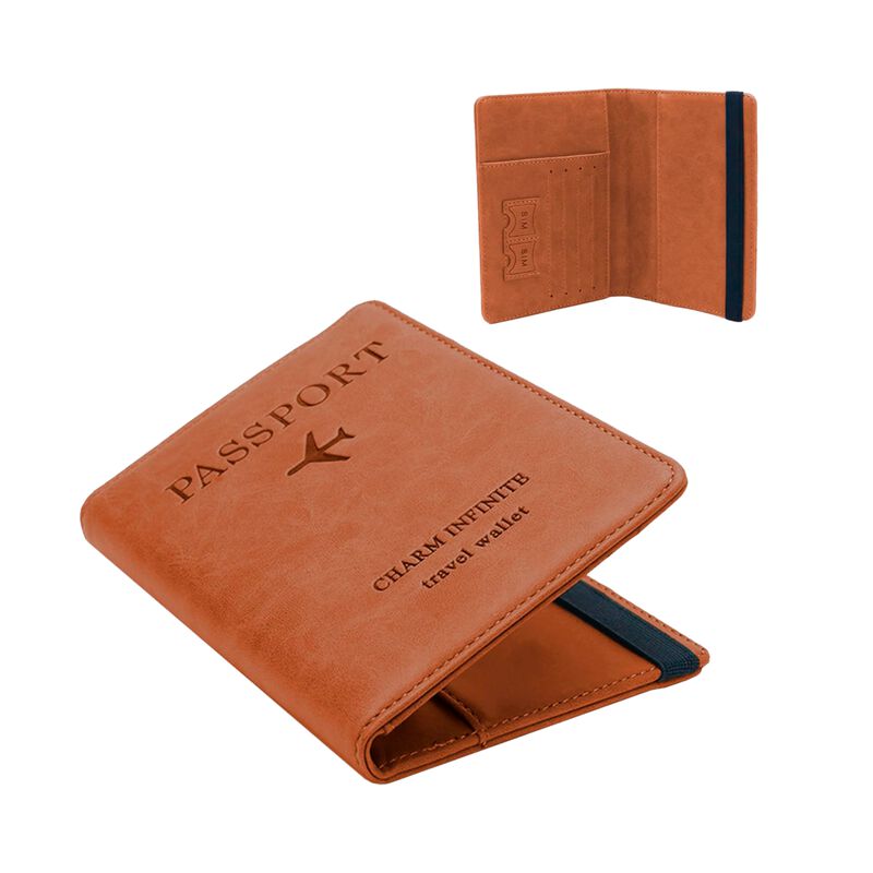 Porta Pasaporte con Protección RFID Café Claro ... image number null