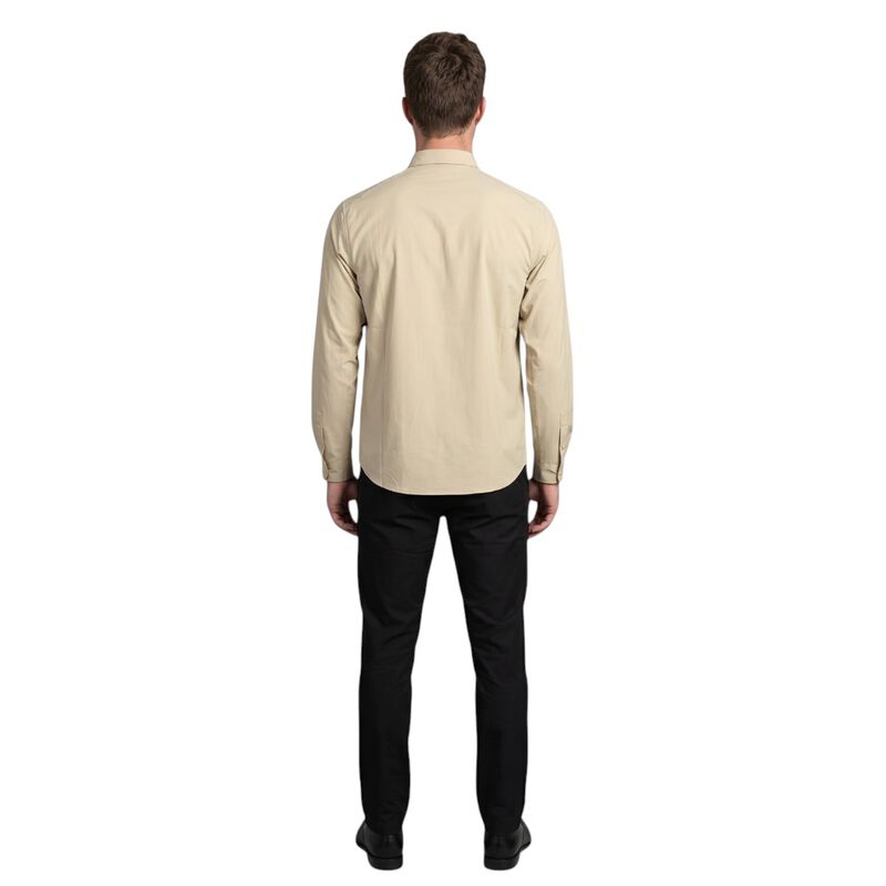 Atlo Camisa Lisa Manga Larga Beige Para Hombre image number null