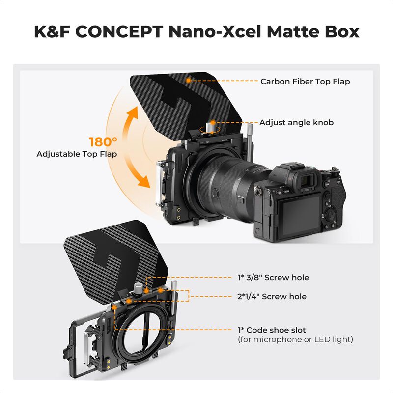 Matte Box K&f Concept Mini Con Bandera Superior... image number null