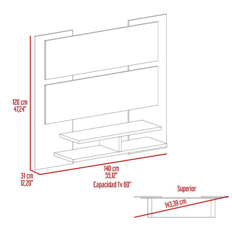Panel De Tv Elton Wengue Virtual Muebles image number null