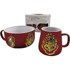 Set de Desayuno Harry Potter Hogwarts Cuatro Casas Taza (380 ml) + Bol (850 ml) Cer&aacute;mica