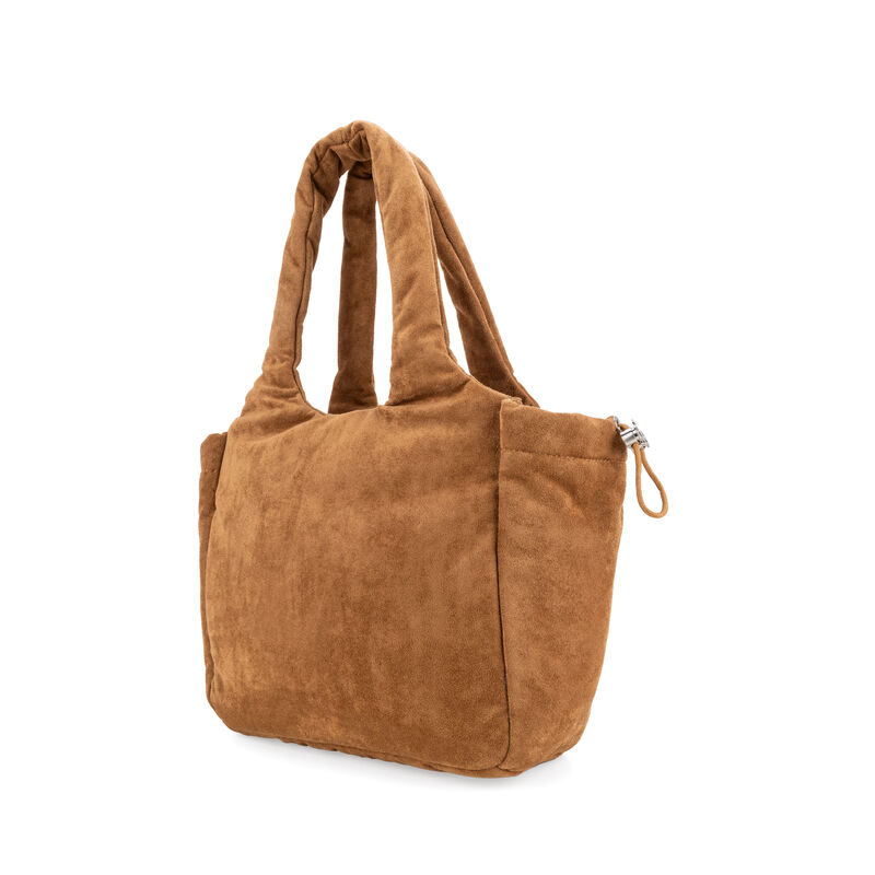 Bolsa Satchel Acolchada En Suede Color Camel image number null