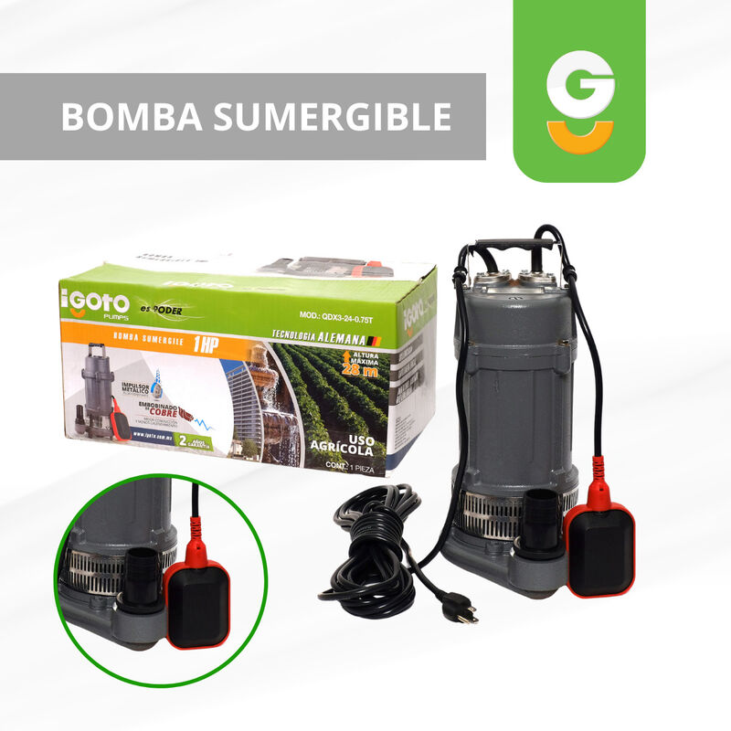 Bomba Sumergible Agua 1 Hp 750 W Igoto Qdx3-24-... image number null