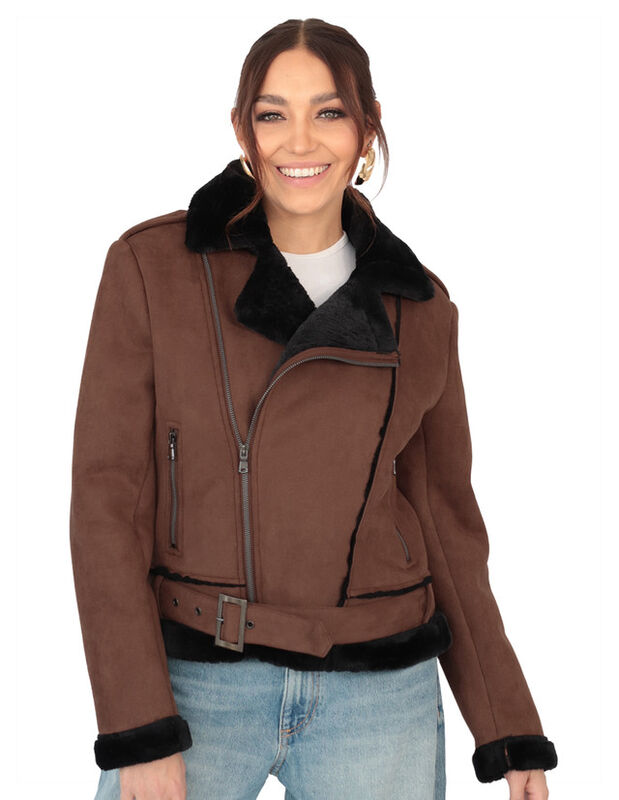 Chamarra Mujer Peluche En Cuello Alta Calidad C... image number null