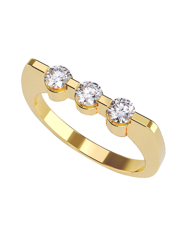 Anillo de Compromiso en Oro Amarillo 14K con Ci... image number null