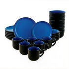 Vajilla NATTBLA para 6 Personas - Cer&aacute;mica Negra/Azul 24 piezas