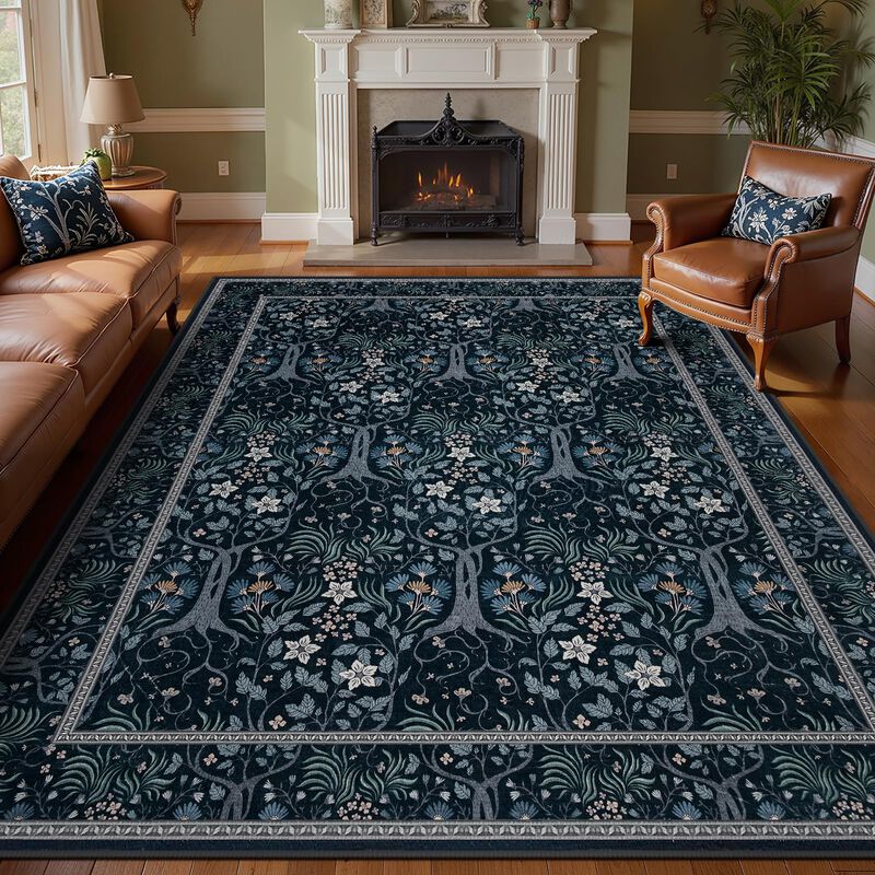 Alfombra Joydeco 137x178 Cm Boho Floral Lavable image number null