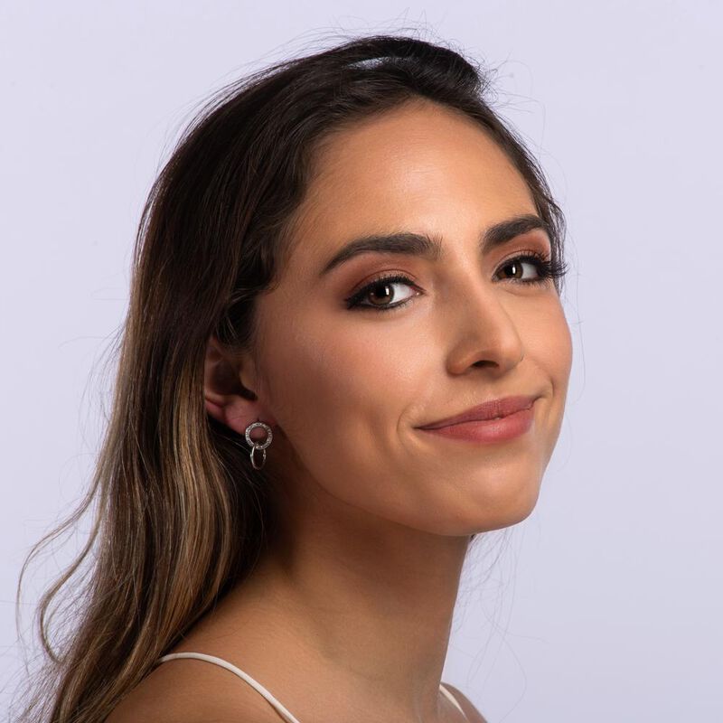 Aretes Acero Inoxidable Zirconia Joyer&iacute;a Regalo... image number null