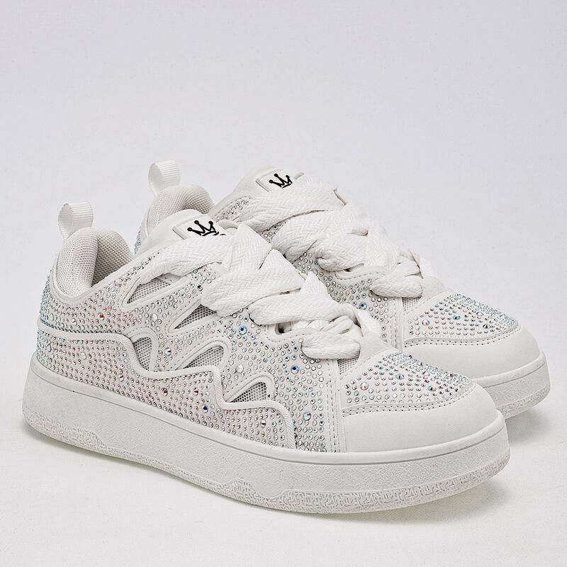 Clasben Tenis urbano para mujer blanco plata image number null