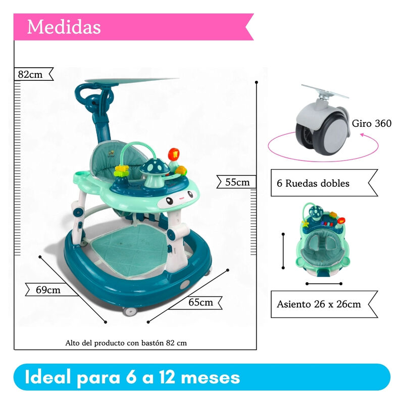 Andadera Plegable C/ Sombrilla Hongo Musical Mo... image number null