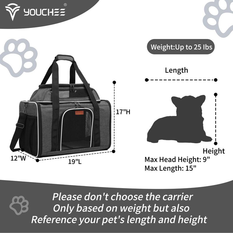 Transport&iacute;n Para Mascotas Youchee 48 cm Gris Ex... image number null