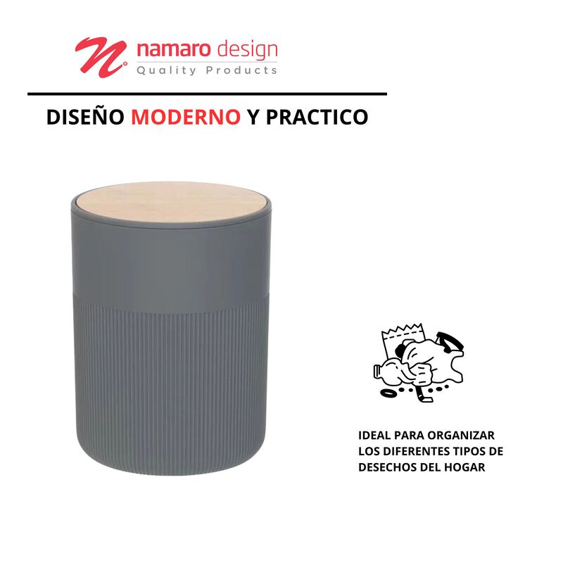 Basurero Gris Bamboo con Tapa Giratoria Soho &ndash; ... image number null