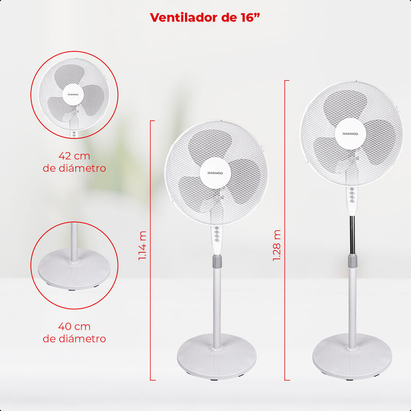Ventilador de pedestal DAEWOO 16 pulgadas 3 vel... image number null