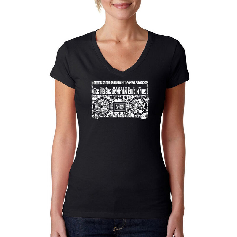 Camiseta De Cuello En V Word Art Para Mujer - G... image number null