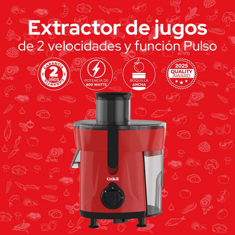 Extractor De Jugos El&eacute;ctrico Cookit Cj12 600w 2... image number null