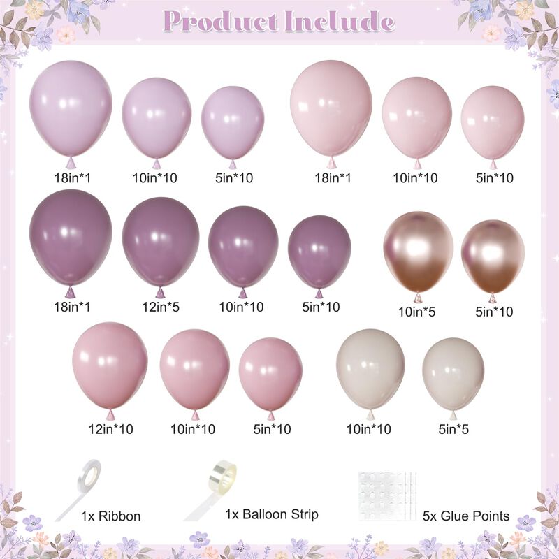 Kit De Arco De Globos Joyfloat 128 Piezas Rosa ... image number null