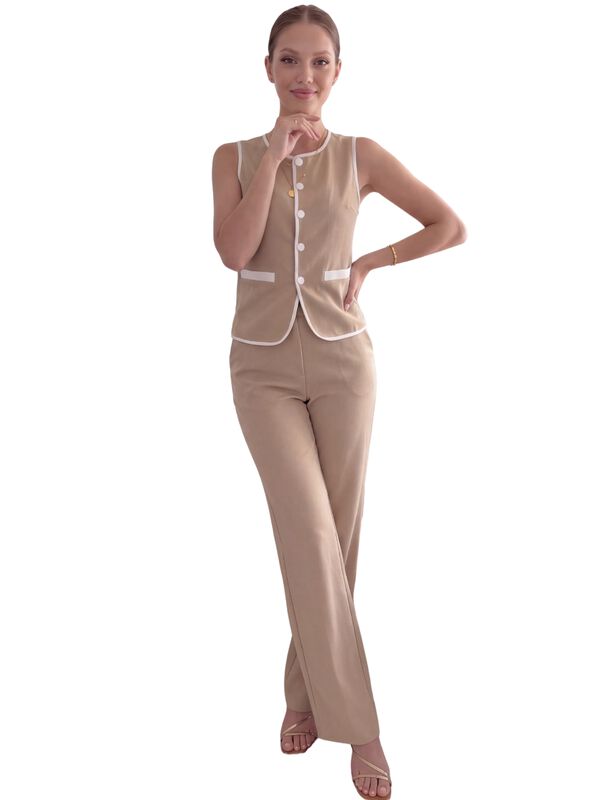 Conjunto Moderno 2 Piezas, Chaleco Con Botones ... image number null