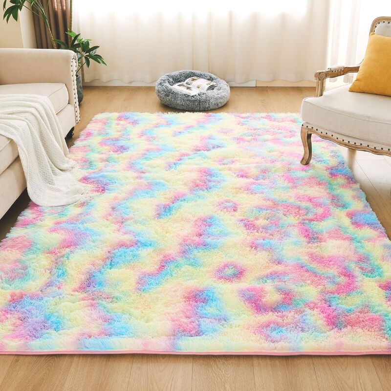 Alfombra Litanika 122 &times; 183 cm Tie‑dye Arco&iacute;ris... image number null