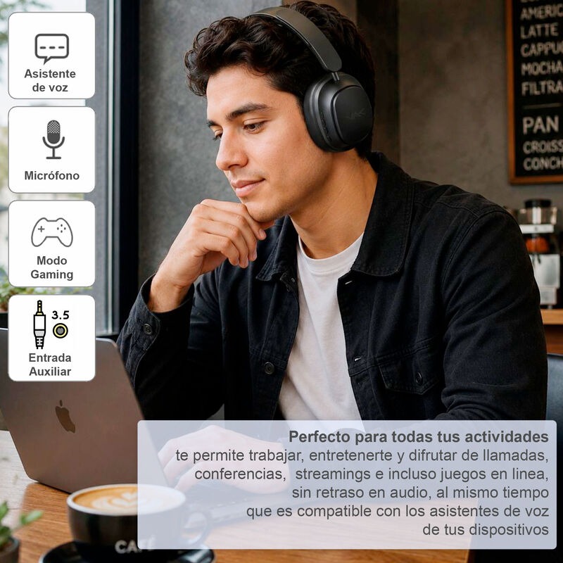 Aud&iacute;fonos Vak T20 Bluetooth ANC Siri Game Bass ... image number null