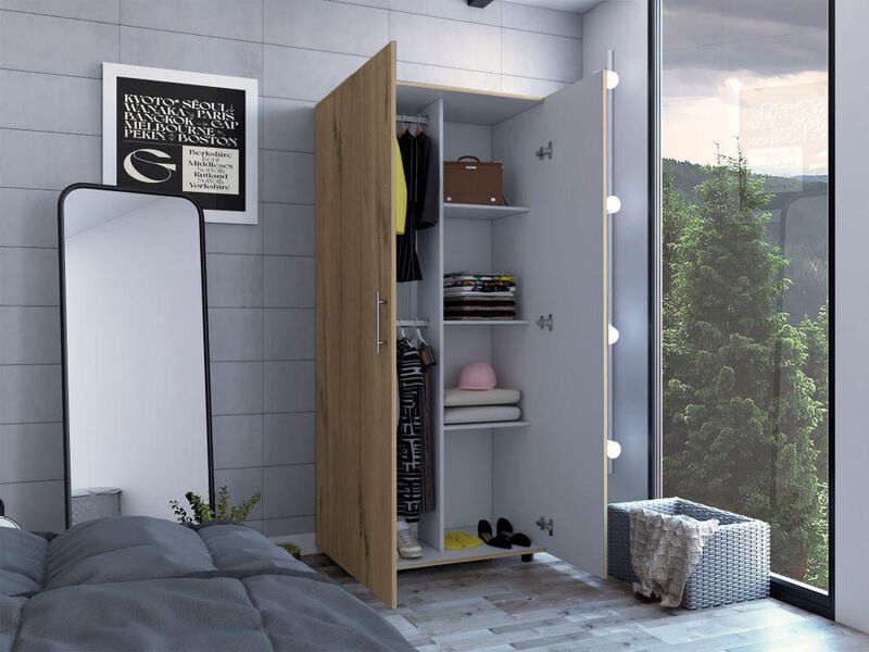 Closet Derek Café Claro y Blanco Virtual Mueble... image number null