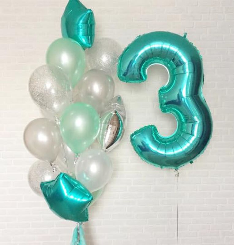 Globo Upgesy 40 Pulgadas Azul Turquesa N&uacute;mero 3 image number null