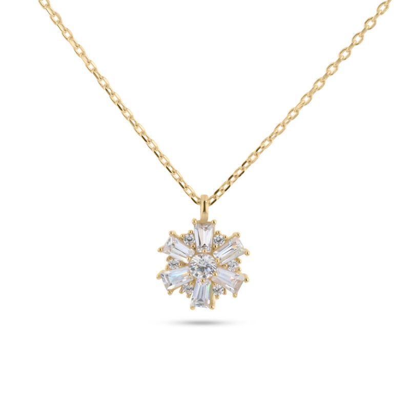 Dije Flor Oro Amarillo 14k Con Zirconias | Bizz... image number null