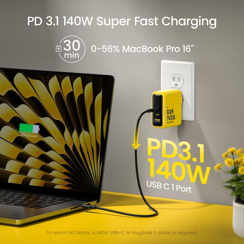 Cargador Aohi Youth, 140 W, Gan+, Usb C Pd3.1 P... image number null