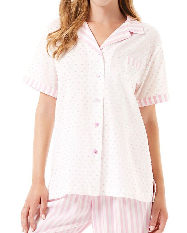 Pijama de Plumeti y Rayas Fucsia image number null