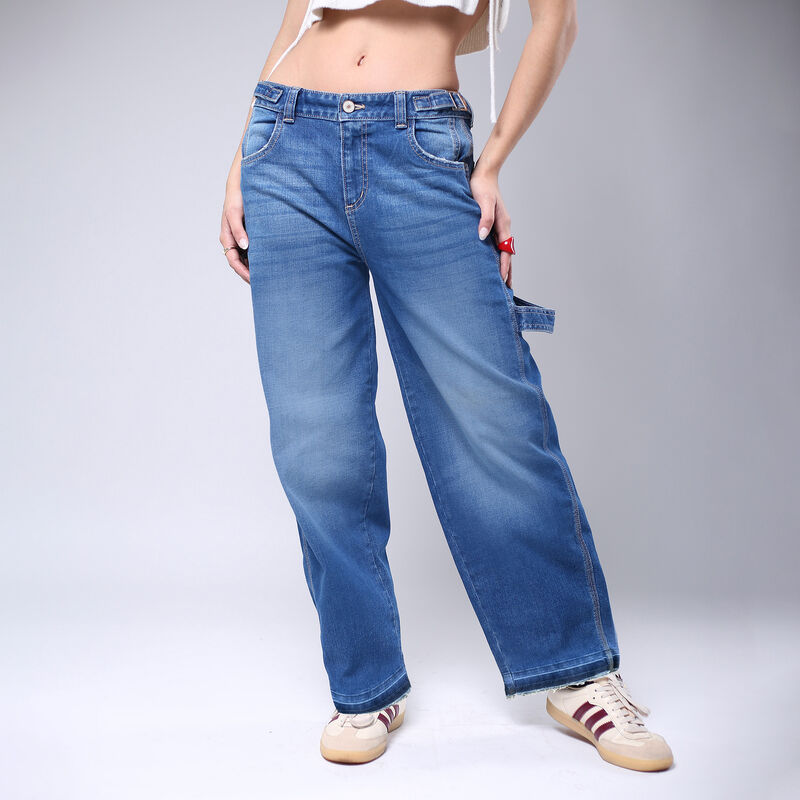 Pantal&oacute;n Barrel Mujer Tiro Medio Mezclilla Sb47... image number null