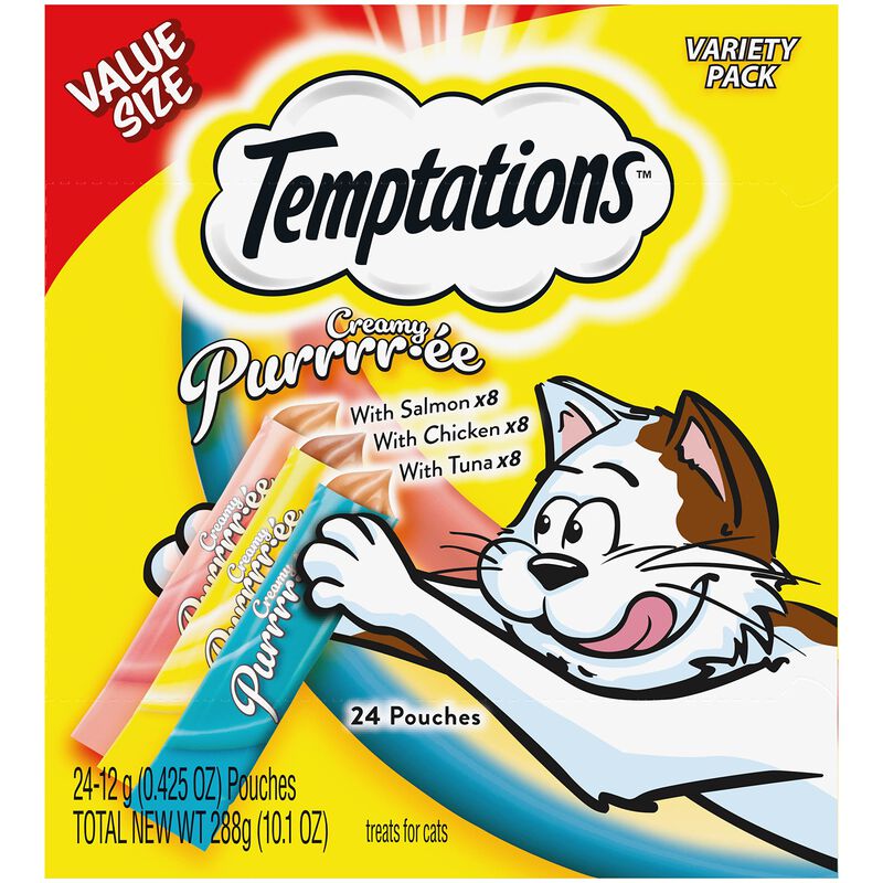 Pur&eacute; Cremoso De Pollo, Salm&oacute;n Y At&uacute;n Cat Treats... image number null