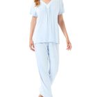 Pijama Largo con Puntilla Celeste