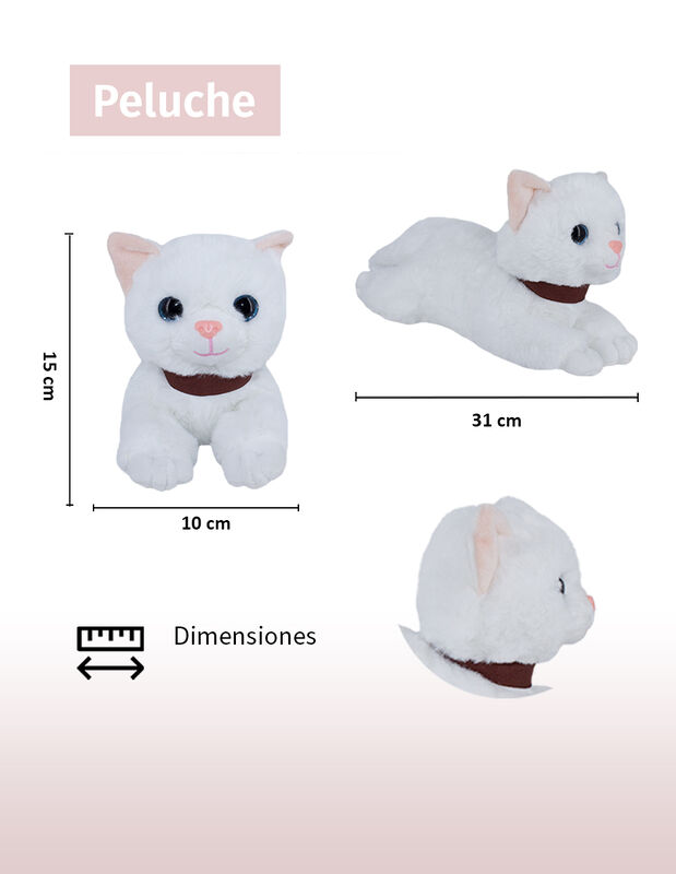 Gatito De Peluche Acostado Con Correa Ojos Bril... image number null