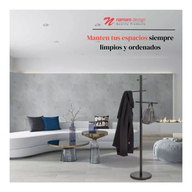 Perchero 6 Ganchos Movibles Negro Seoul Namaro ... image number null