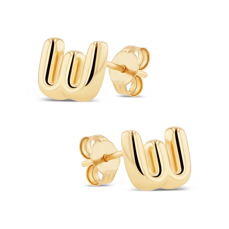 Aretes De Oro Amarillo De 10K (Letra W) image number null