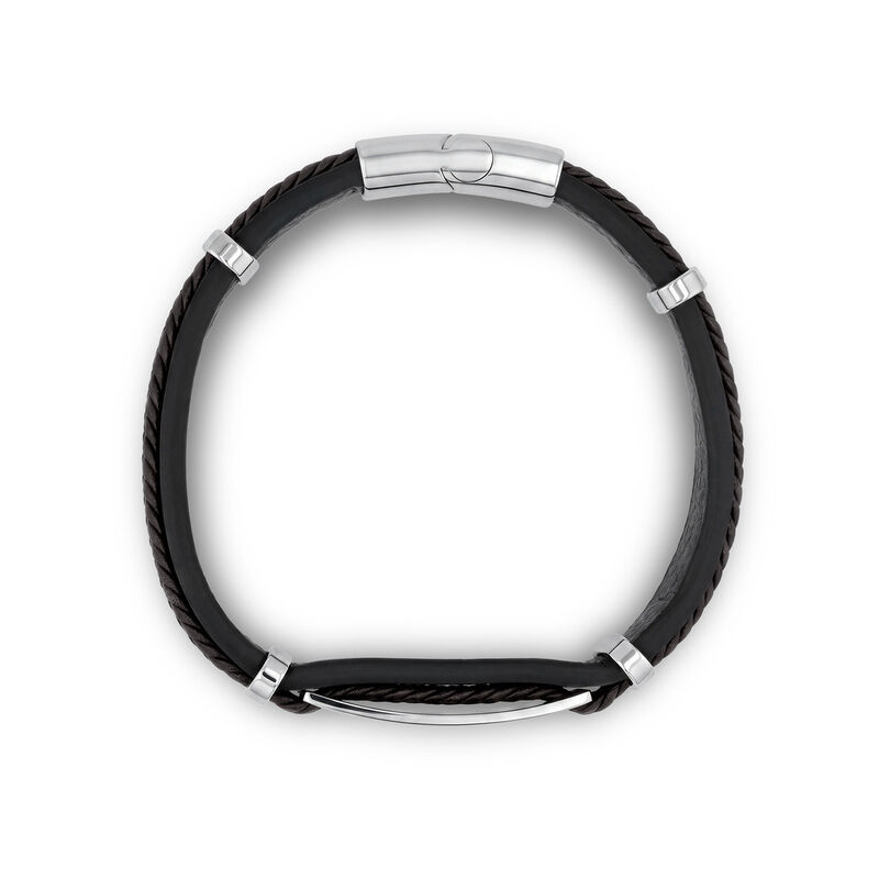 Pulsera De Acero Color Negro Y Piel Color Negro... image number null