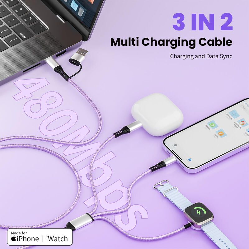 Cable de Carga Jogrytece 3-en-1 1.5m USB-C/Ligh... image number null