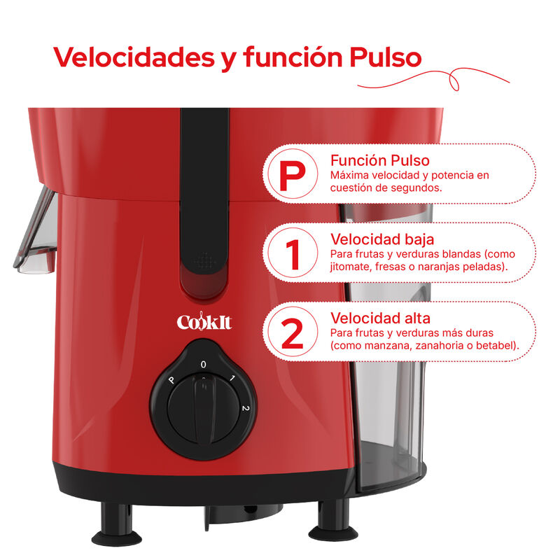Extractor De Jugos El&eacute;ctrico Cookit Cj12 600w 2... image number null