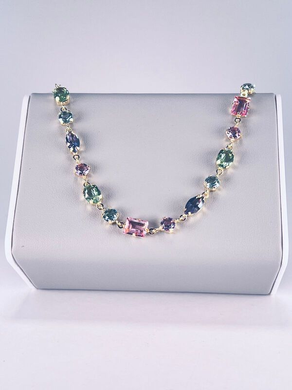 Pulsera De Plata Dorada Con Piedras De Colores image number null