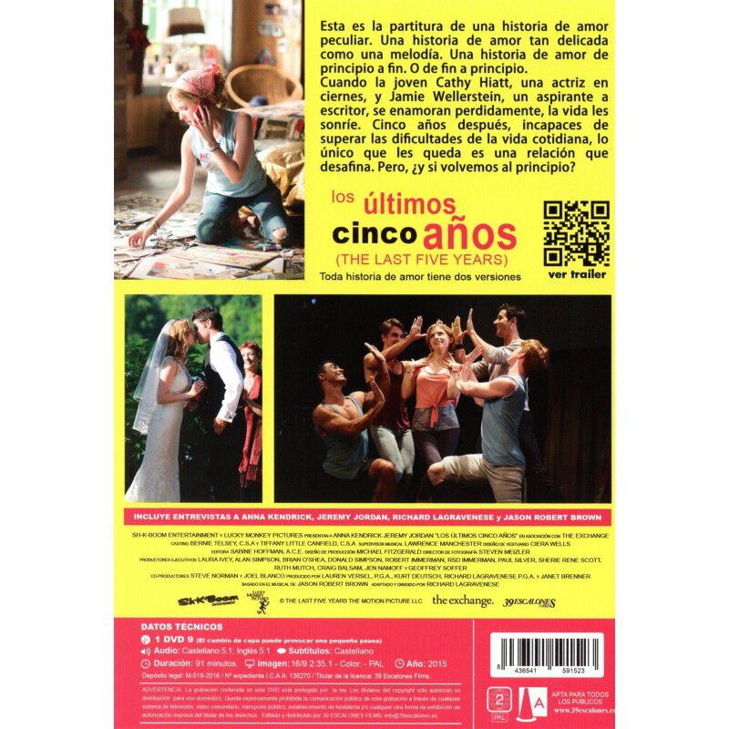 Los &Uacute;ltimos Cinco A&ntilde;os [dvd] (2014) The Last Fi... image number null